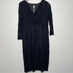 NEW Pinkblush Women Dress‎ Large Black Surplice Lace Overlay Maternity Mini